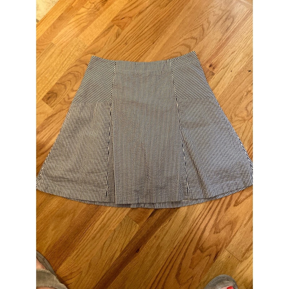 LOFT Women's Striped A-Line Skirt Size 4 Black White